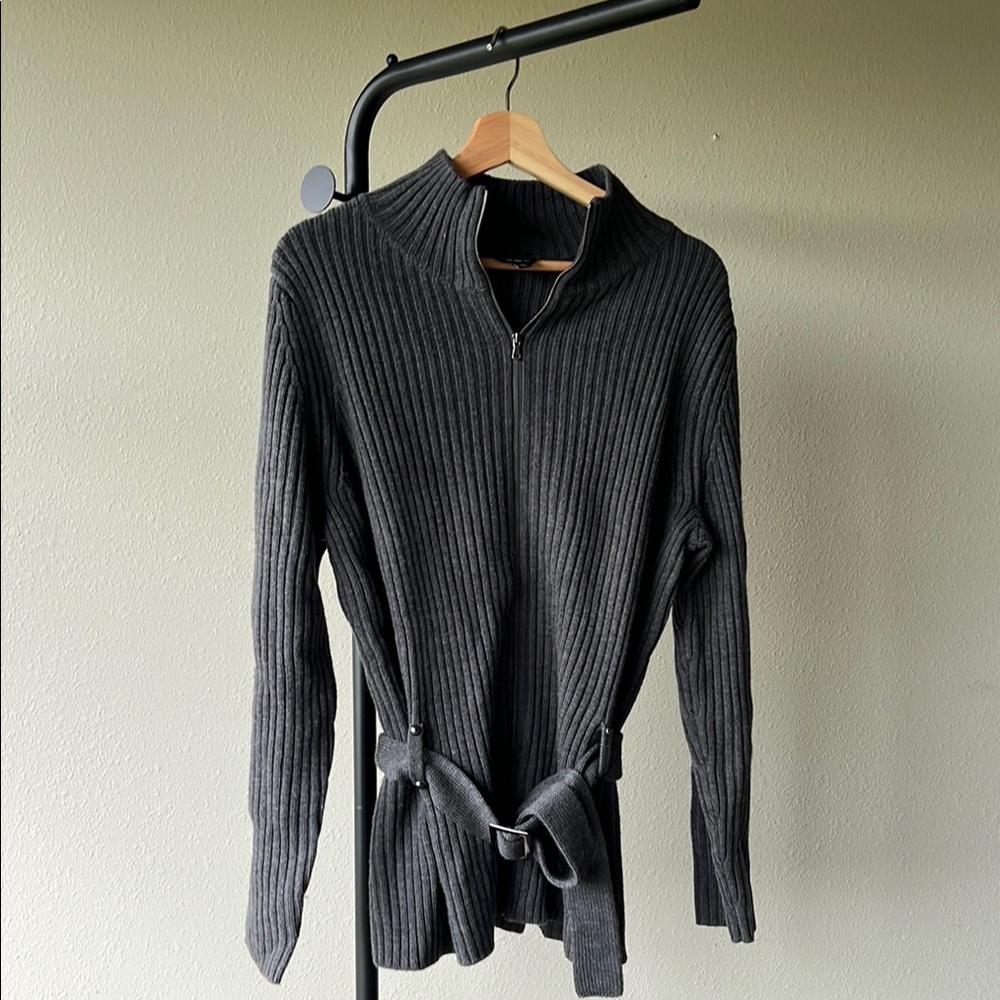 Talbots Dark Gray Ribbed Cardigan Sweater